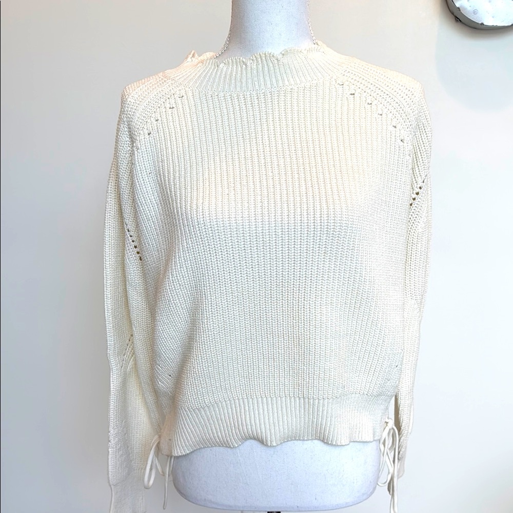 Joie Cream Lace Side Cotton Sweaters Size M: Excellent Condition